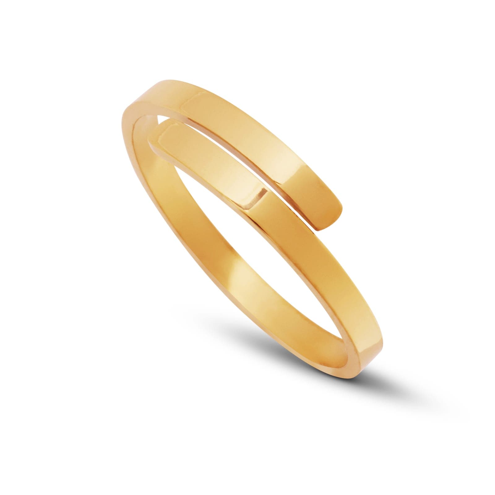 The Toi et Moi in 18k gold PVD, seen at an angle: An open ring, its two ends side by side